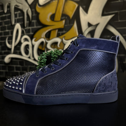 Louboutin Louis Orlato Flat Spikes Navy